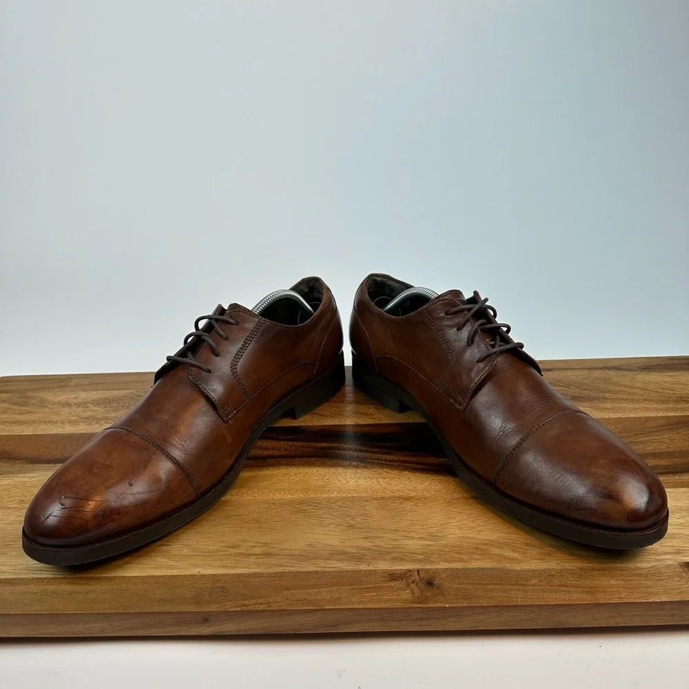 Mens Cole Haan Warren Brown Leather‎ Cap Toe Dress Oxfords Shoes Size 11.5 M GUC